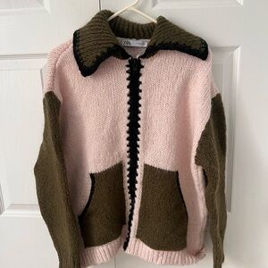 Wool zip up Zara sweater